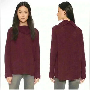 FREE PEOPLE Sidewinder Wool Pullover Berry Size Large NWT